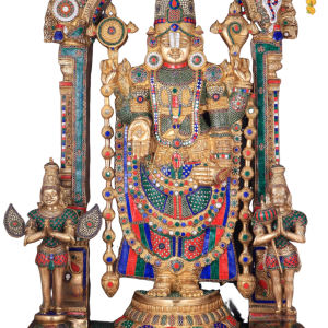 Brass Tirupati Balaji with Hanuman & Garuda | 60.5" Divine Masterpiece | 155kg Temple Sculpture | Meenakari Prabhavali Frame | Jaipurio